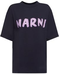 Marni - Oversize Cotton Jersey Logo T-Shirt - Lyst