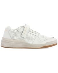 Saint Laurent Travis Perforated Leather Trainers - White