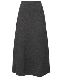 AURALEE - Milled Wool Midi Skirt - Lyst