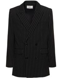 Ami Paris - Double Breast Wool Pinstripe Blazer - Lyst