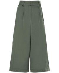 Weekend by Maxmara - Recco Belted Cotton Canvas Wide Pants - Lyst