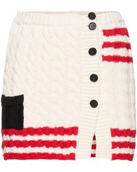 MSGM - Femme Jupe Courte En Maille Torsadée À Rayures - Lyst