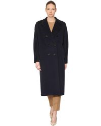 Max Mara Madame Double Breasted Wool Long Coat - Black