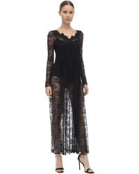 Paco Rabanne Long Sleeve Lace Midi Dress - Черный