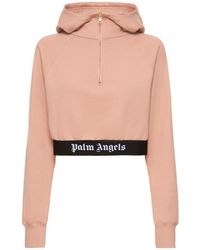 Palm Angels - Logo Tape Zipped Cotton Hoodie - Lyst