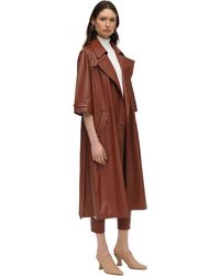 Zeynep Arcay Oversize Leather Trench Coat - Brown