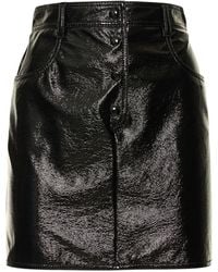 MSGM Minifalda de charol sintético arrugado - Negro