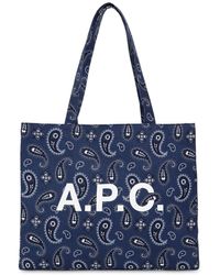 A.P.C. Bandana Printed Cotton Tote Bag - Blau