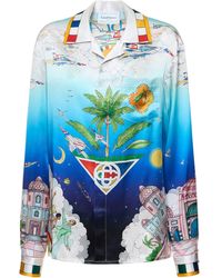 Casablancabrand - Kimonohemd Aus Seidentwill Mit Druck - Lyst