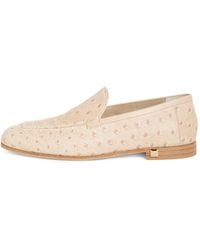 Max Mara - 10Mm Ostrich Print Leather Loafers - Lyst