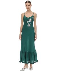 RIXO London Odelia Embellished Satin Midi Dress - Grün