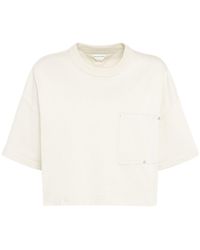 Bottega Veneta - Jersey Cropped T-shirt W/ V Pocket - Lyst