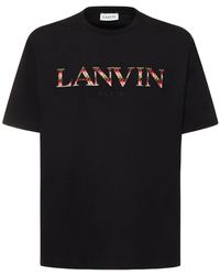 Lanvin - Curb Logo Embroidery Cotton T-Shirt - Lyst