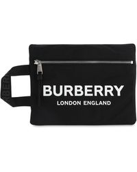 Burberry Pouch Aus Nylon Mit Handgriff Und Logo - Schwarz