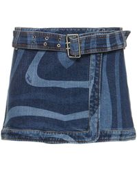 Emilio Pucci - Denim Mini Skirt W/belt - Lyst