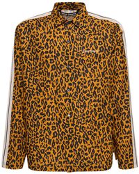 Palm Angels - Cheetah Linen Blend Track Shirt - Lyst