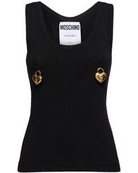 Moschino - Embellished Stretch Viscose Blend Top - Lyst