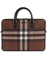 Burberry Giant Check E-canvas ワークバッグ - ブラウン