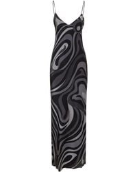 Emilio Pucci - Printed Silk Crepe V-neck Long Dress - Lyst