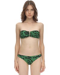 Self-Portrait Bandeau-bikinioberteil Aus Lycra Mit Druck - Grün