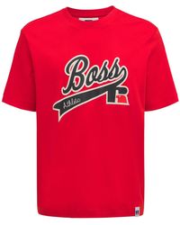 BOSS x Russell Athletic T-shirt Aus Baumwolle Mit Logo - Orange