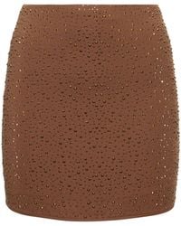 Leslie Amon - Embellished Stretch Tech Mini Skirt - Lyst