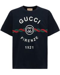 Gucci - T-Shirt Aus Baumwolljersey Mit " Firenze 1921" - Lyst