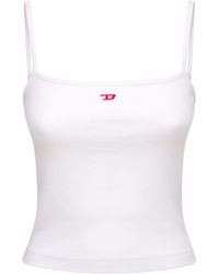 DIESEL - Top de jersey de algodón stretch con logo - Lyst