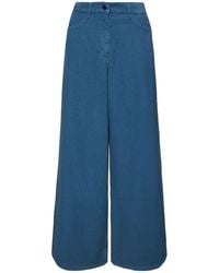 The Row - Chan Velvet Mid Rise Wide Pants - Lyst