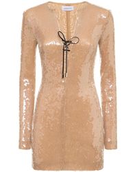 16Arlington - Seeran Sequined Lace-Up Mini Dress - Lyst
