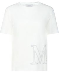 Max Mara - T-shirt monviso in cotone e modal con logo - Lyst