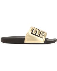 EA7 Pantoletten mit Logo - Mettallic