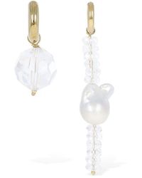 Timeless Pearly - Crystal & Pearl Mismatched Earrings - Lyst