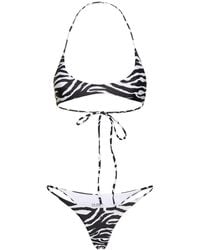 The Attico - Zebra Print Lycra Triangle Bikini - Lyst