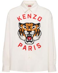 KENZO - Tiger Print Cotton Poplin Shirt - Lyst