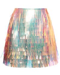 Dolce & Gabbana Vynil Multicolour Fringe Mini Skirt - Metallic
