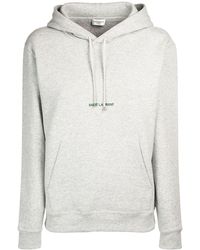Saint Laurent - Embroidered Cotton-blend Jersey Hoodie - Lyst