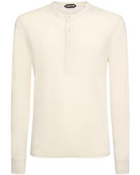 Tom Ford - Henley Lyocell Long Sleeve T-Shirt - Lyst