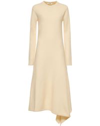 Jil Sander - Asymmetric Boiled Wool Long Dress - Lyst