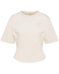 Etro - T-shirt court en jersey de coton à logo - Lyst