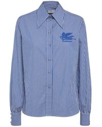 Etro - Striped Cotton Poplin Shirt W/logo - Lyst
