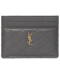 Saint Laurent - Gaby Leather Card Holder - Lyst