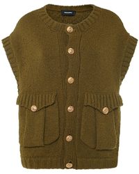 DSquared² - Buttoned Wool Knit Cardigan Vest - Lyst