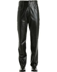 Vejas Leather Pants W/ Contrasting Stitching - Black