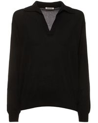 AURALEE - Fine Cashmere & Silk Knit Polo Sweater - Lyst