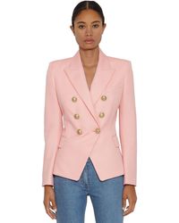 Balmain Grain De Poudre Double Breasted Blazer - Pink