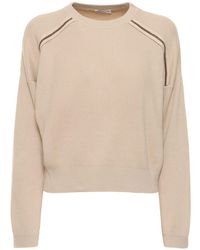 Brunello Cucinelli - Embellished Cotton Crewneck Sweater - Lyst