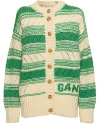 Ganni - Striped Wool Cardigan - Lyst