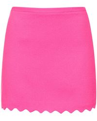 Mach & Mach - Wavy Trimmed Wool Mini Skirt - Lyst