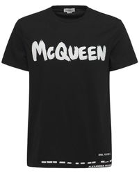 Homme T-shirts T-shirts Alexander McQueen T-shirt à patch logo Coton Alexander McQueen pour homme en coloris Noir 